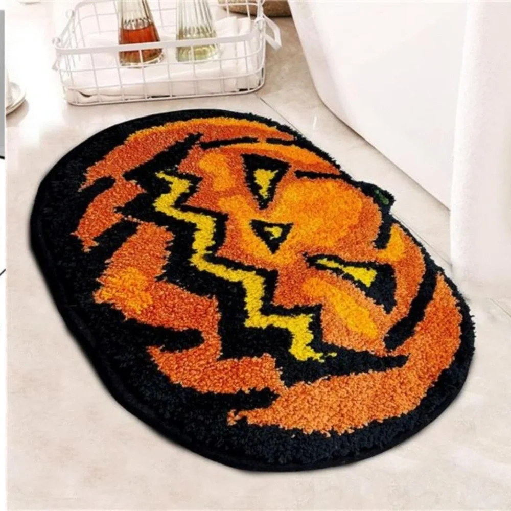 Halloween Bathroom Rugs, Halloween Pumpkin Bath Mats Non-Slip 16x24 Inches